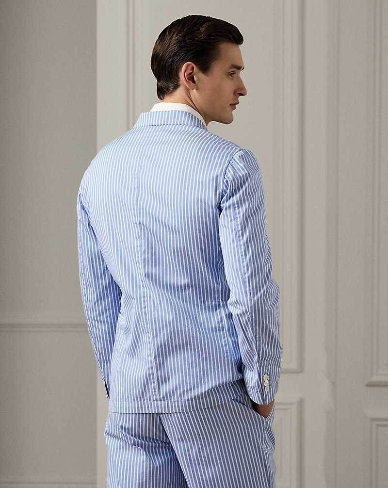 Blazers Ralph Lauren Hand-Tailored Striped Poplin Hombre Blue/White | RSWXDJU-97 - vista 4