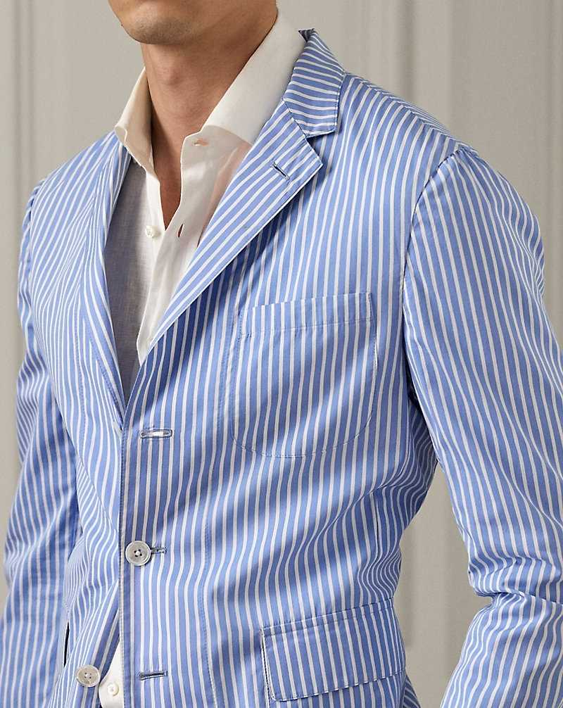 Blazers Ralph Lauren Hand-Tailored Striped Poplin Hombre Blue/White | RSWXDJU-97 - vista 5