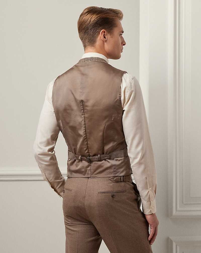 Blazers Ralph Lauren Hand-Tailored Tick-Weave Waistcoat Hombre Taupe Multi/Blue Deco | STIHCZK-68 - vista 4