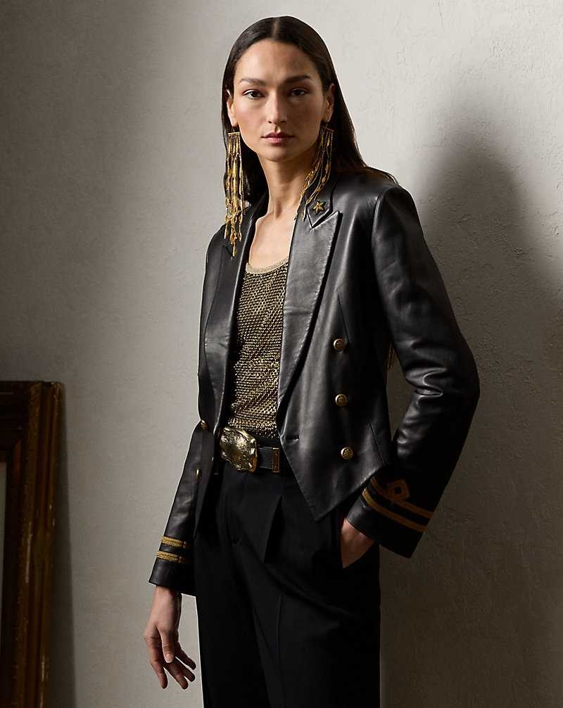 Blazers Ralph Lauren Helaine Lambskin Mujer Negros | TQUKMDA-40 - vista 1