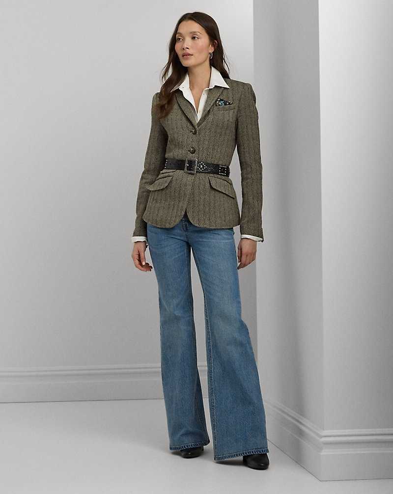 Blazers Ralph Lauren Herringbone Tweed Mujer Black/Cream | FZSUHPE-93 - vista 3