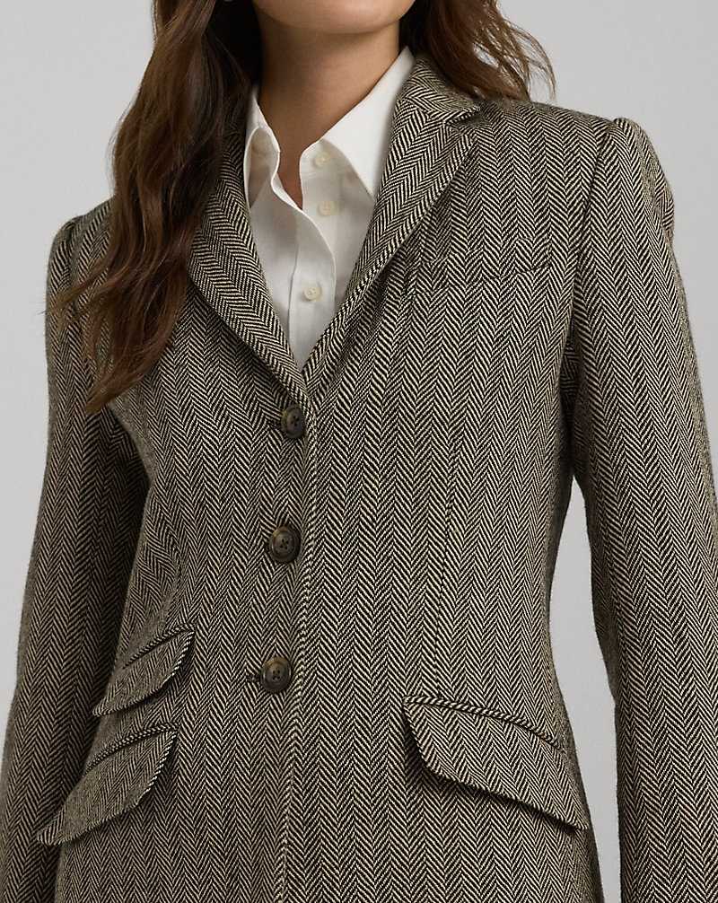 Blazers Ralph Lauren Herringbone Tweed Mujer Black/Cream | FZSUHPE-93 - vista 5