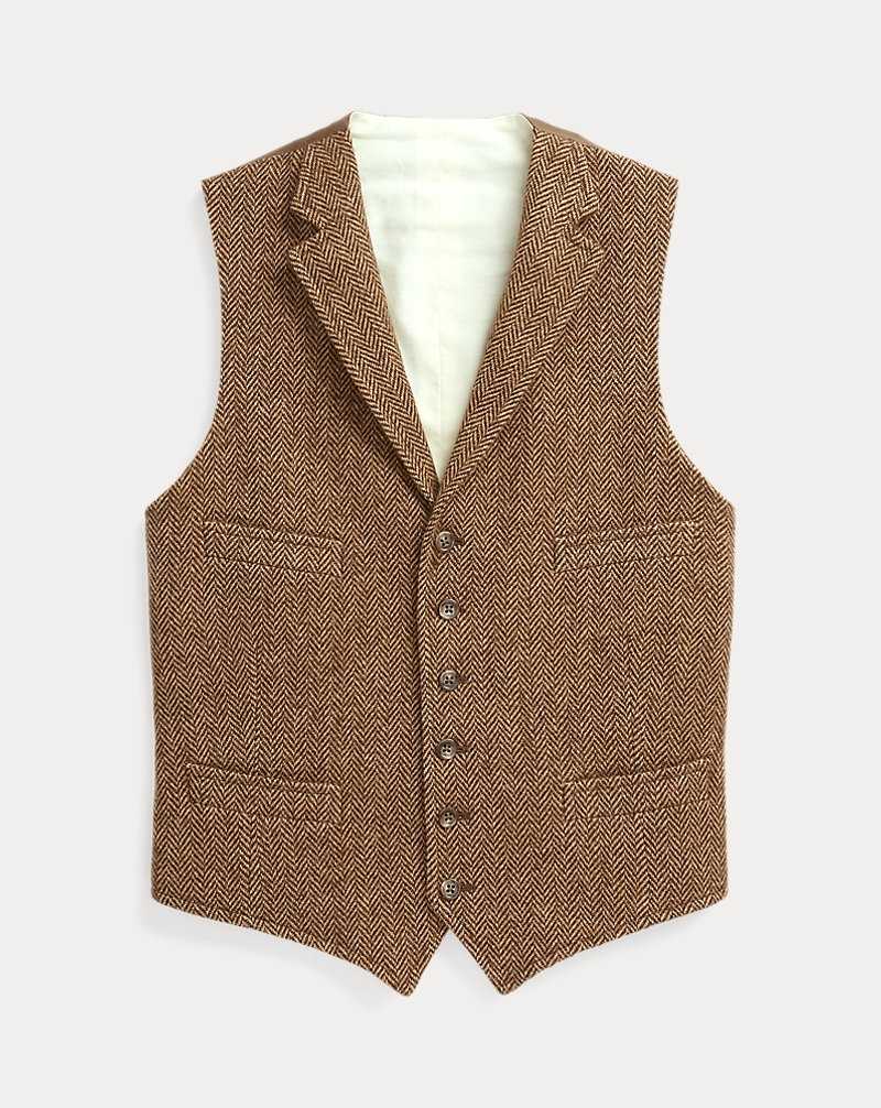 Blazers Ralph Lauren Herringbone Wool Waistcoat Hombre Brown/Tan | BCDQHTE-98 - vista 2