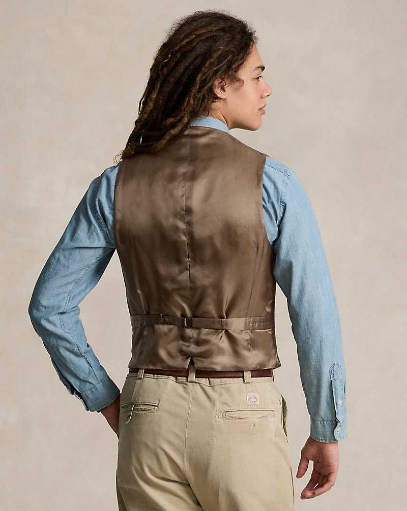 Blazers Ralph Lauren Herringbone Wool Waistcoat Hombre Brown/Tan | BCDQHTE-98 - vista 4