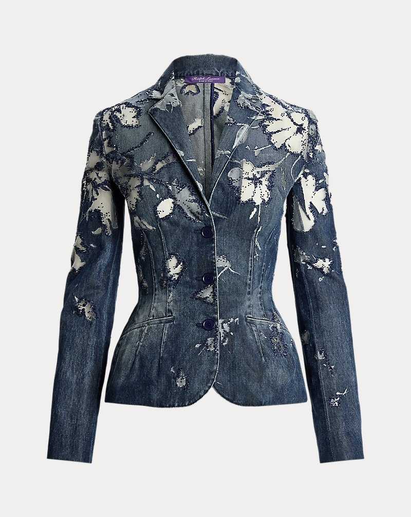 Blazers Ralph Lauren Holt Embellished Devore Mujer Azules | EDNKXLV-52 - vista 2