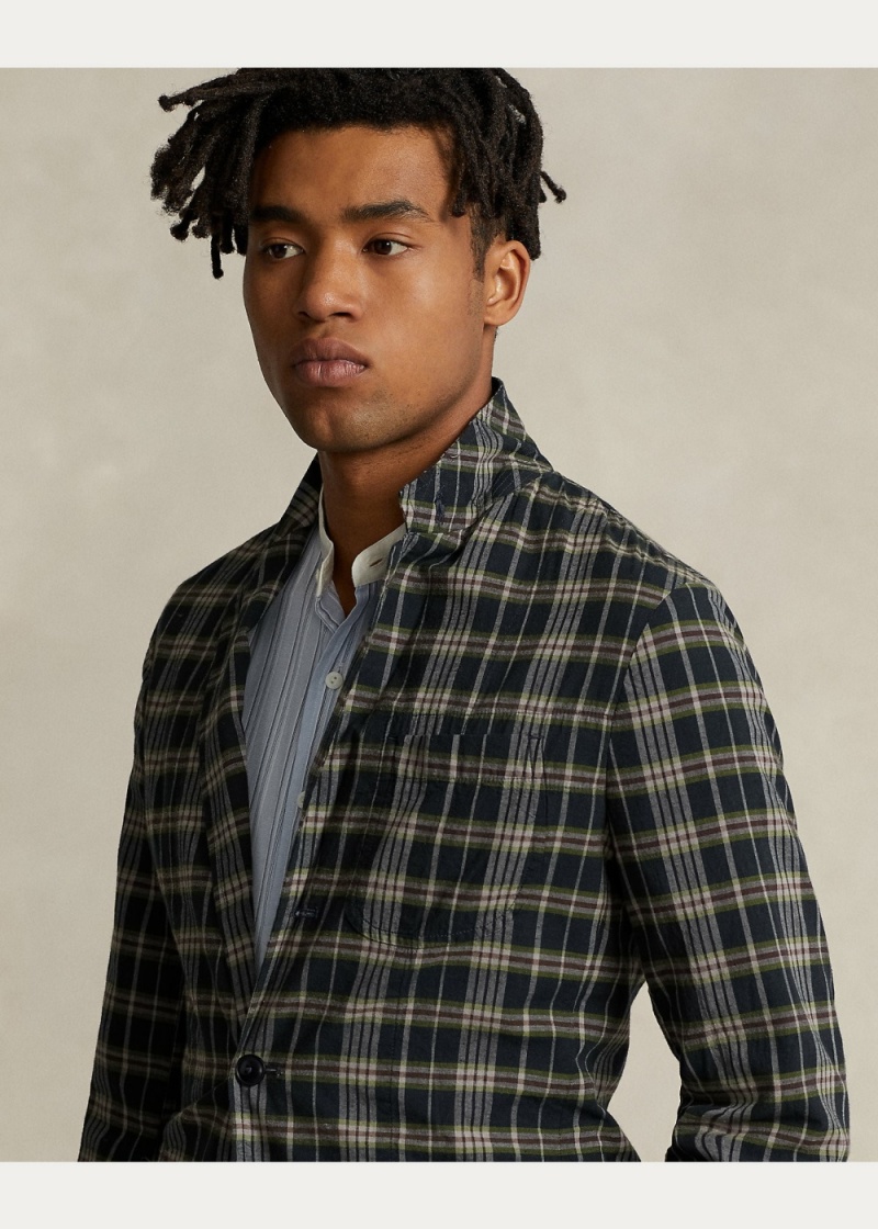 Blazers Indigo Plaid Algodon Deporte Hombre Vino | PXNG57028 - vista 2