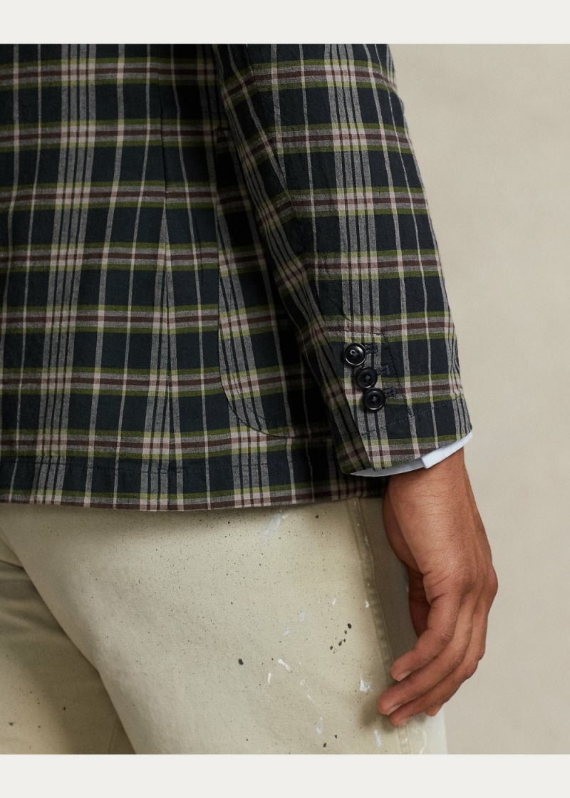 Blazers Indigo Plaid Algodon Deporte Hombre Vino | PXNG57028 - vista 3