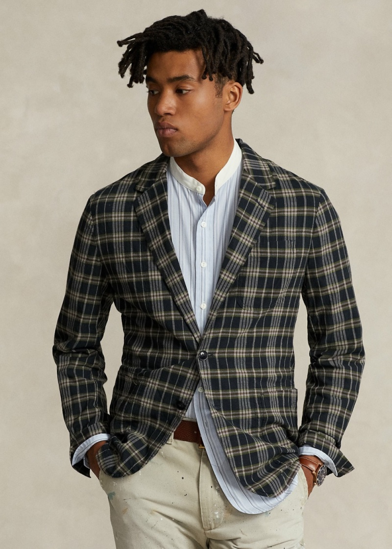 Blazers Indigo Plaid Algodon Deporte Hombre Vino | PXNG57028 - vista 1
