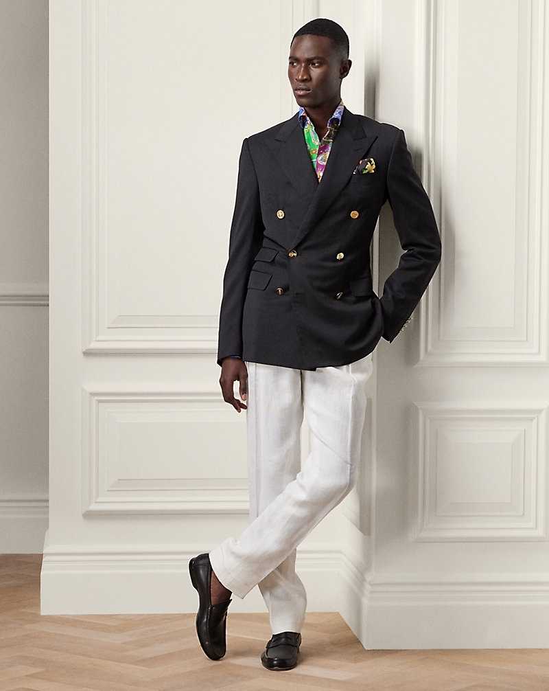 Blazers Ralph Lauren Kent Hand-Tailored Herringbone Hombre Negros | PYVAGRS-08 - vista 3