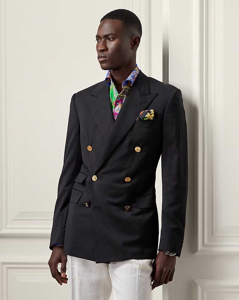 Blazers Ralph Lauren Kent Hand-Tailored Herringbone Hombre Negros | PYVAGRS-08 - vista 1