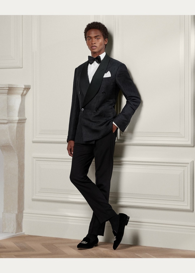 Blazers Kent Hand-Tailored Ikat Tuxedo Jackets Hombre Negros | SEYU08195 - vista 5
