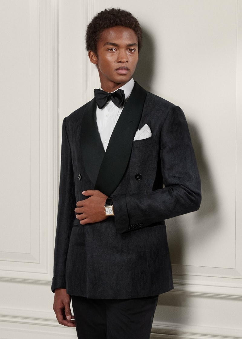 Blazers Kent Hand-Tailored Ikat Tuxedo Jackets Hombre Negros | SEYU08195 - vista 1