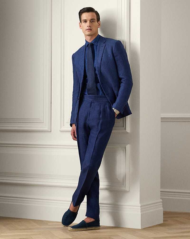 Blazers Ralph Lauren Kent Hand-Tailored Linen Dobby Hombre Azul Marino | THRYUSC-40 - vista 3