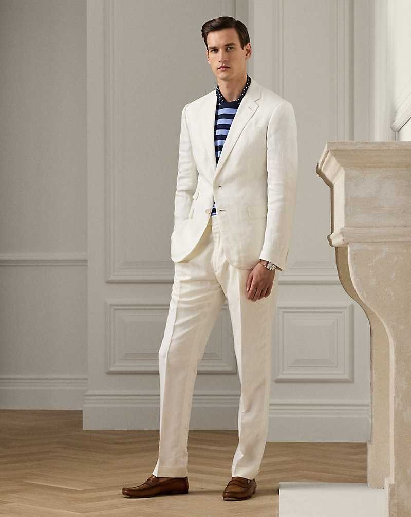 Blazers Ralph Lauren Kent Hand-Tailored Linen Hombre Blancos | MGFUEQY-38 - vista 3