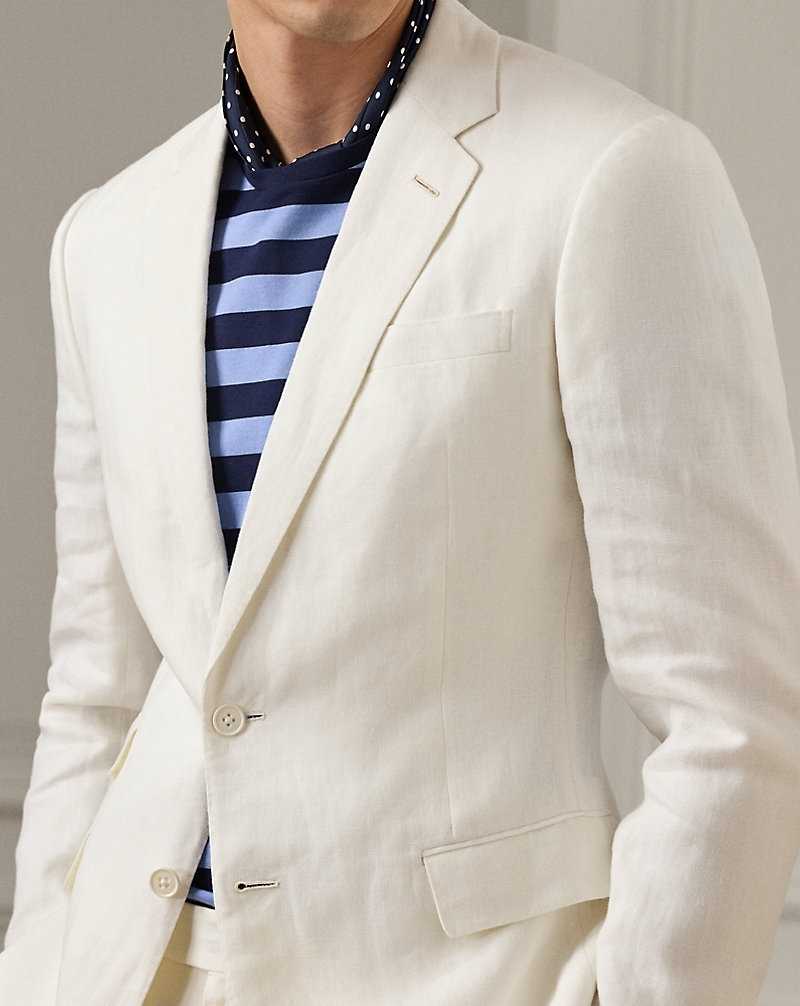 Blazers Ralph Lauren Kent Hand-Tailored Linen Hombre Blancos | MGFUEQY-38 - vista 5