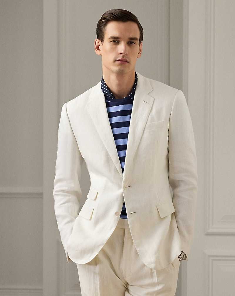 Blazers Ralph Lauren Kent Hand-Tailored Linen Hombre Blancos | MGFUEQY-38 - vista 1