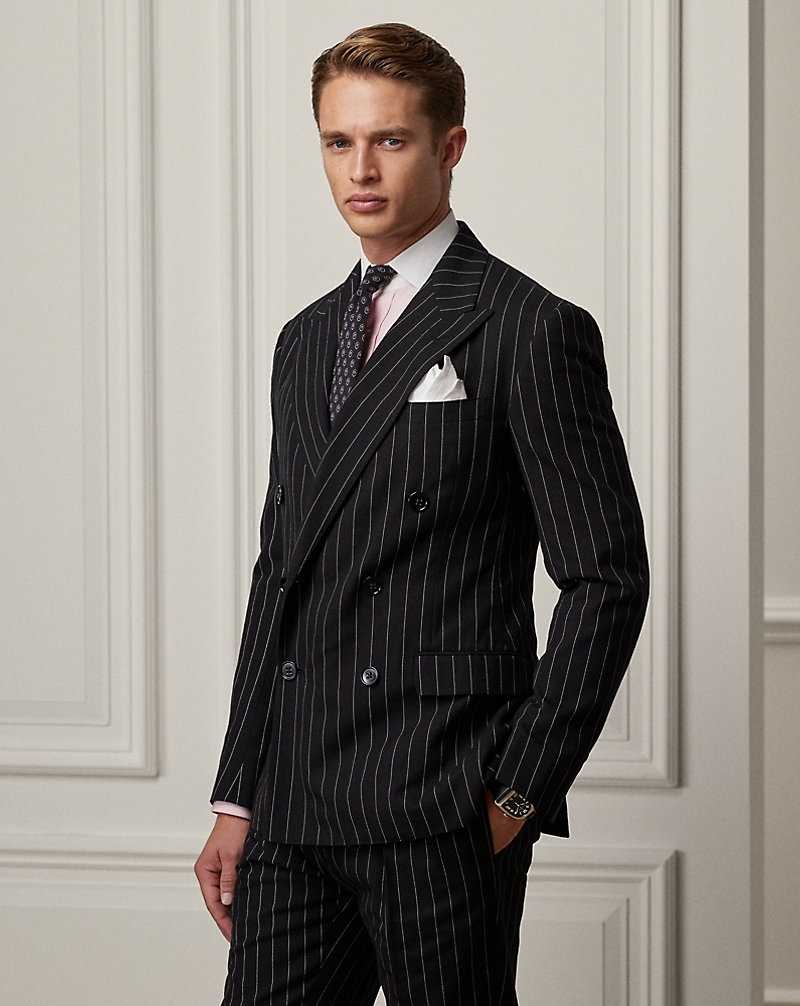 Blazers Ralph Lauren Kent Hand-Tailored Striped Hombre Black/White | DEOVNAU-30 - vista 1
