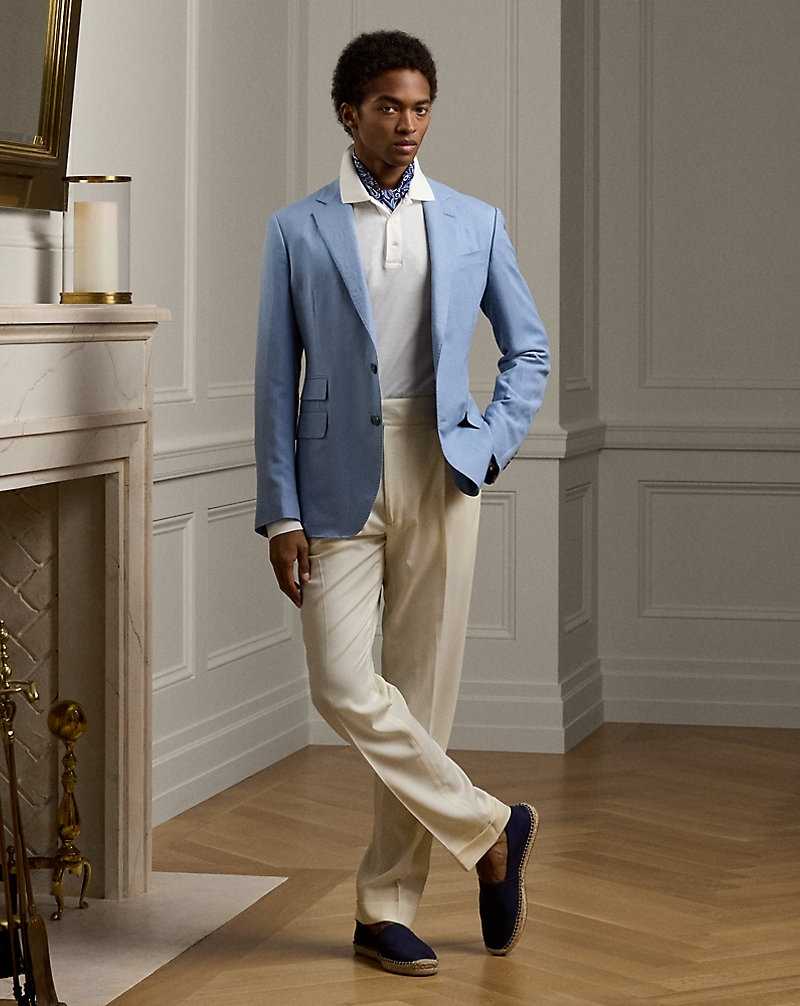 Blazers Ralph Lauren Kent Hand-Tailored Silk-Linen Hombre Azules | NIHTKEJ-90 - vista 3