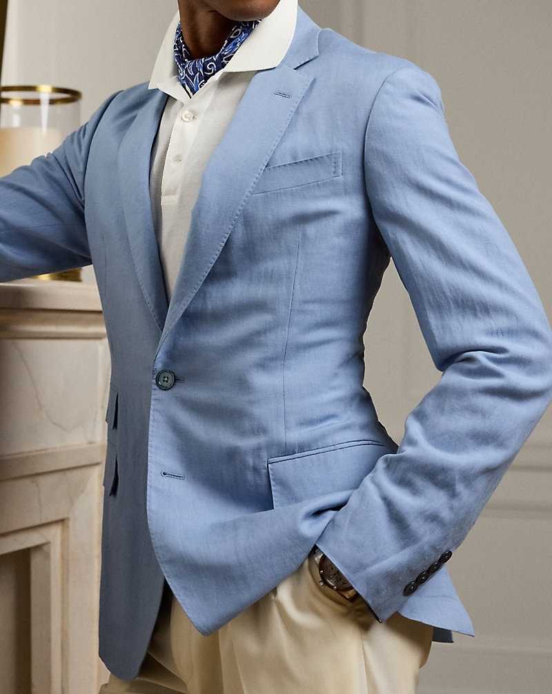 Blazers Ralph Lauren Kent Hand-Tailored Silk-Linen Hombre Azules | NIHTKEJ-90 - vista 5