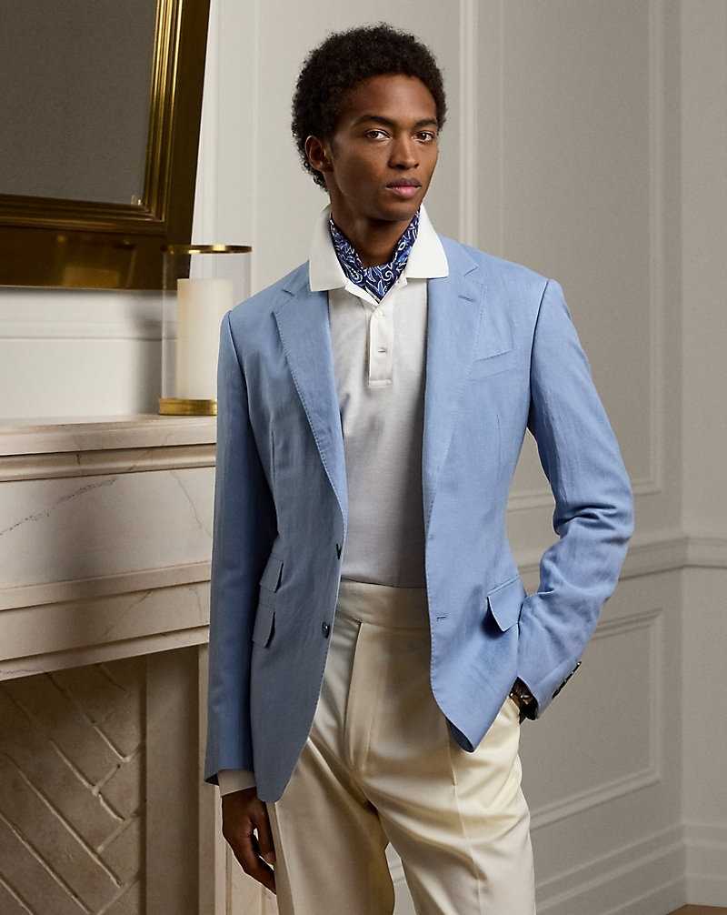 Blazers Ralph Lauren Kent Hand-Tailored Silk-Linen Hombre Azules | NIHTKEJ-90 - vista 1