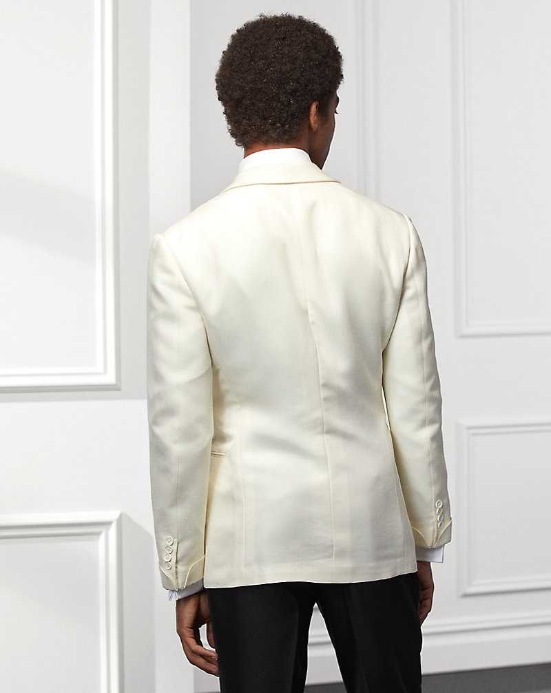 Blazers Ralph Lauren Kent Handmade Silk Dinner Hombre Ivory | WFNJLKR-72 - vista 4
