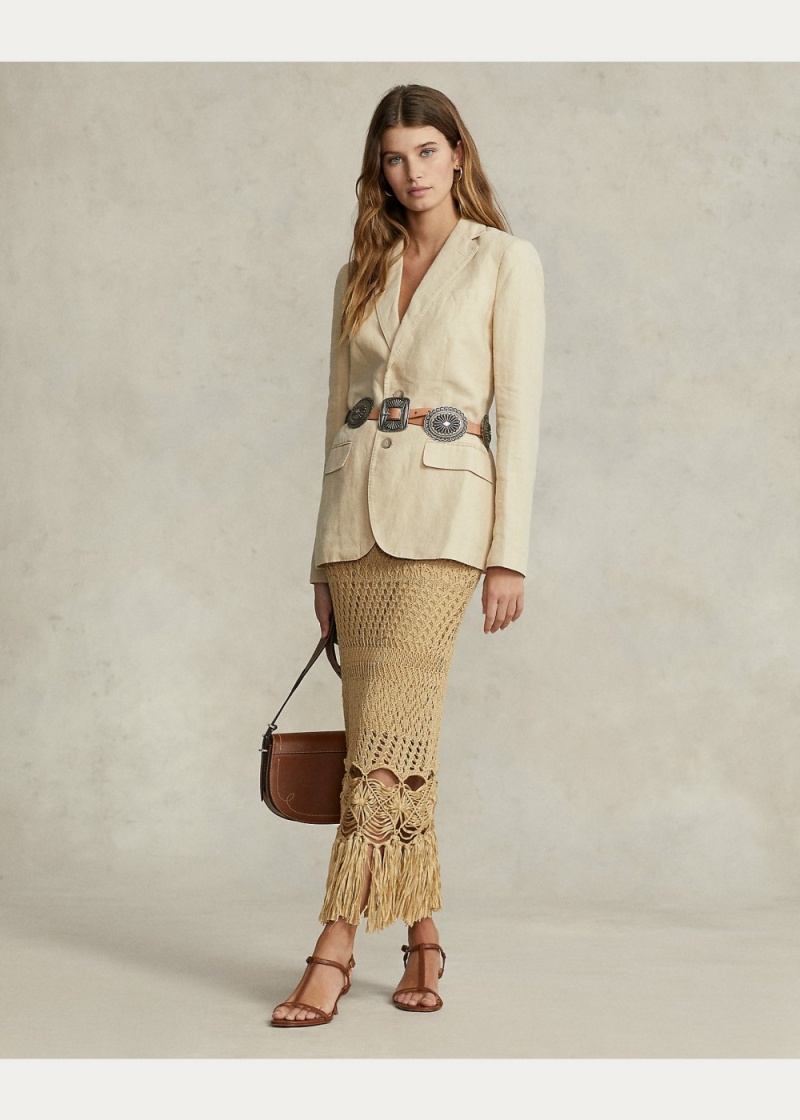 Blazers Linen Mujer Marrom | YQLE94215 - vista 2