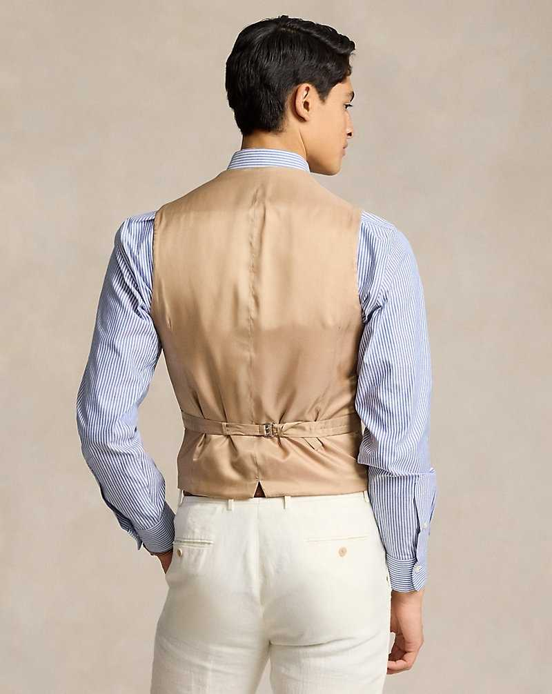 Blazers Ralph Lauren Linen-Blend Herringbone Waistcoat Hombre Tan | ZMAJQDP-50 - vista 4