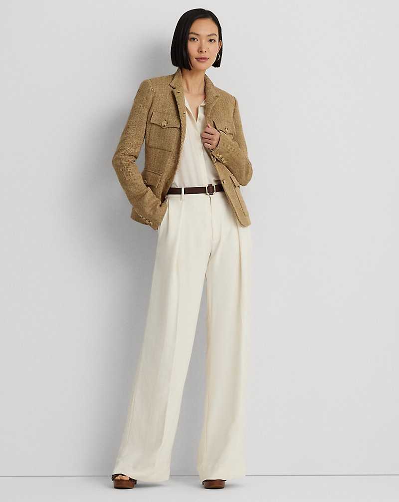 Blazers Ralph Lauren Linen-Blend Herringbone Mujer Brown/Tan | SJLHNDQ-86 - vista 3