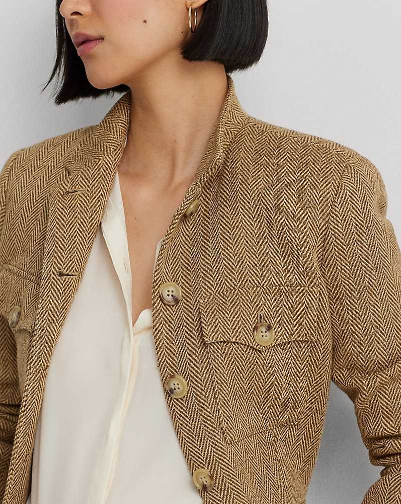 Blazers Ralph Lauren Linen-Blend Herringbone Mujer Brown/Tan | SJLHNDQ-86 - vista 5