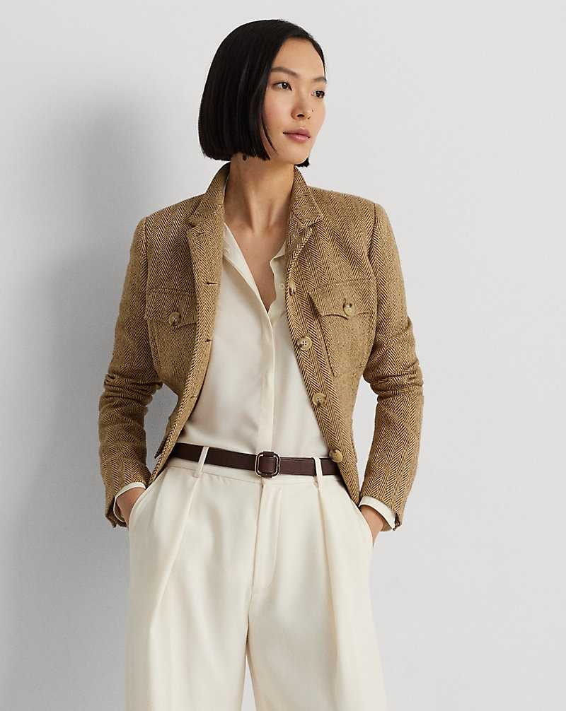 Blazers Ralph Lauren Linen-Blend Herringbone Mujer Brown/Tan | SJLHNDQ-86 - vista 1