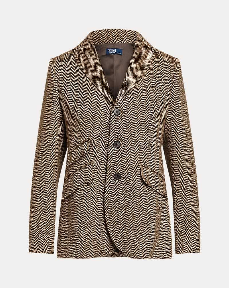 Blazers Ralph Lauren Linen-Blend Herringbone Hacking Mujer Brown/Cream Herringbone | LDNGFMB-75 - vista 2