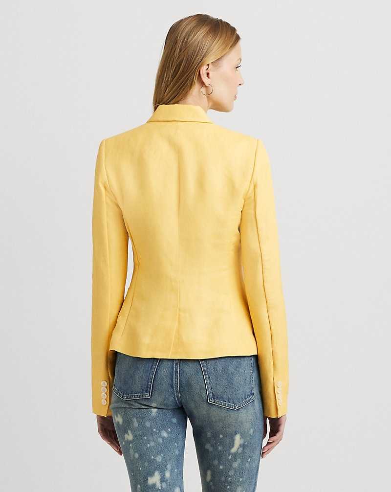Blazers Ralph Lauren Linen-Blend Twill Double-Breasted Mujer Amarillos | RCUAXZG-67 - vista 4