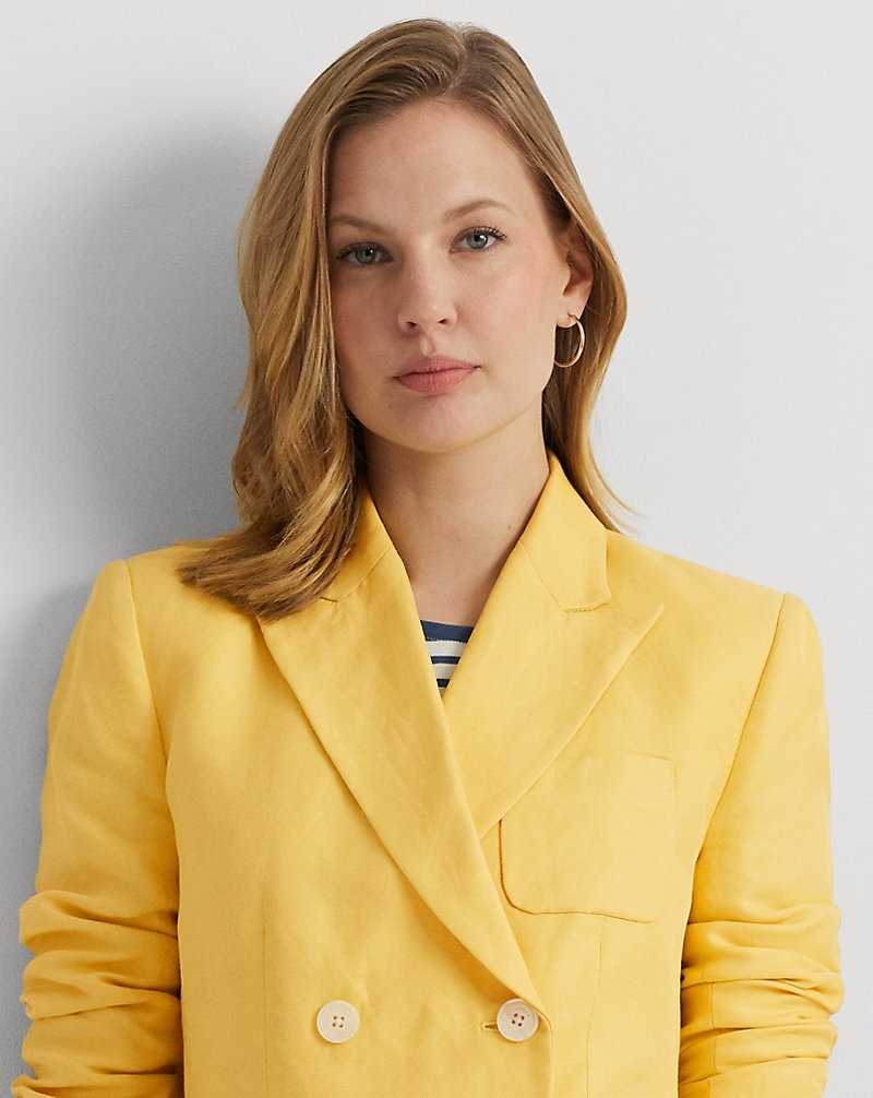 Blazers Ralph Lauren Linen-Blend Twill Double-Breasted Mujer Amarillos | RCUAXZG-67 - vista 5