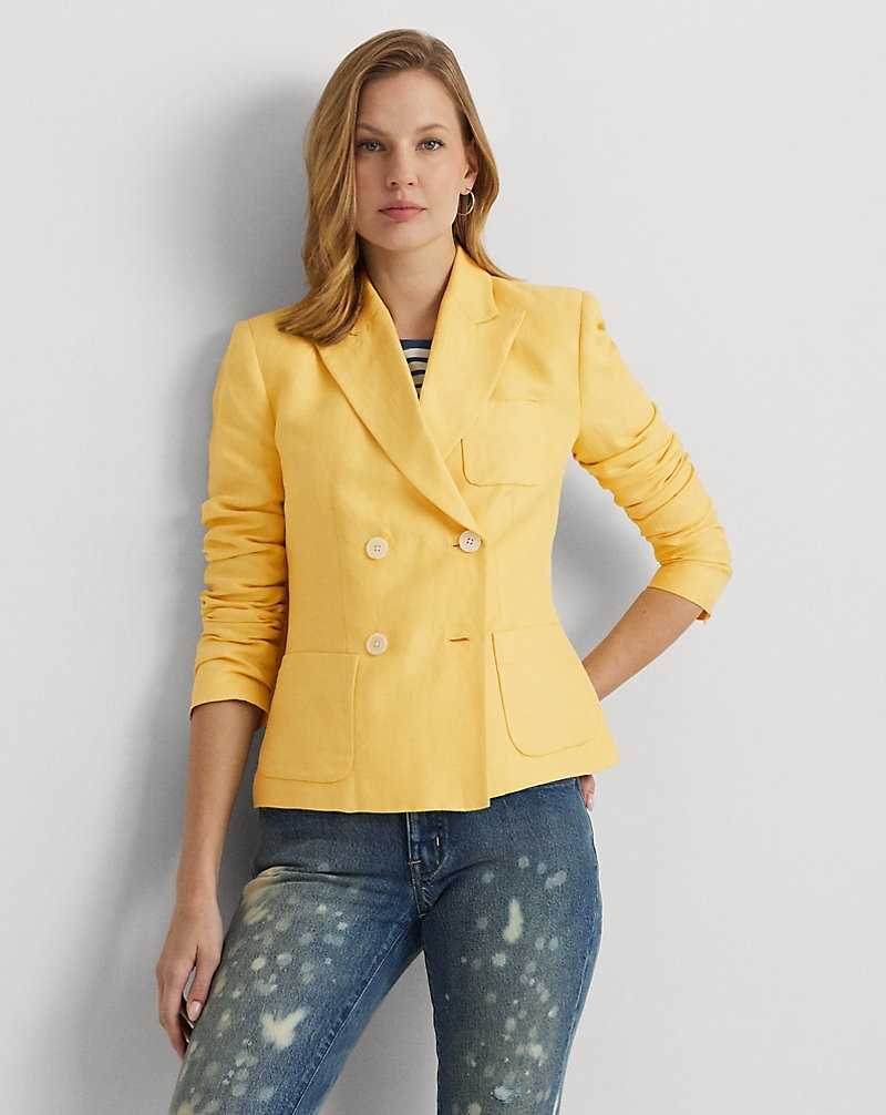 Blazers Ralph Lauren Linen-Blend Twill Double-Breasted Mujer Amarillos | RCUAXZG-67 - vista 1