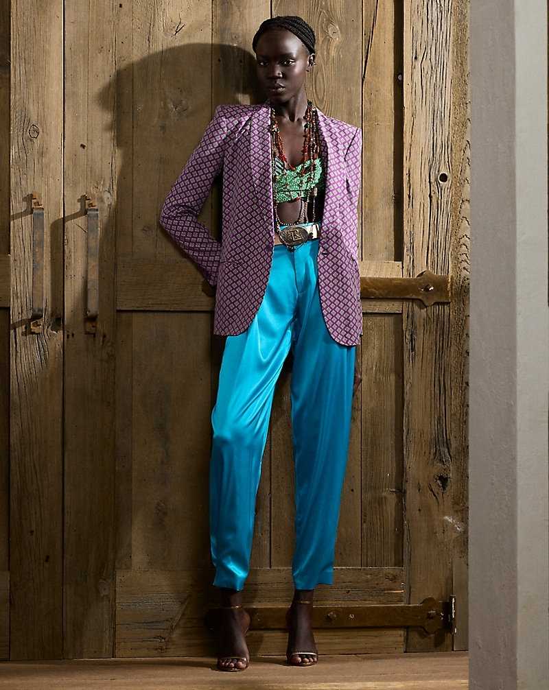 Blazers Ralph Lauren Myles Print Silk Habotai Mujer Morados | BARYLKU-05 - vista 3