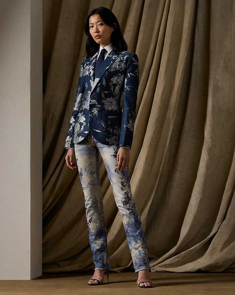 Blazers Ralph Lauren Parker Floral Jacquard Mujer Azules | CUYKBWI-35 - vista 3