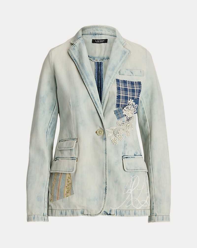 Blazers Ralph Lauren Patchwork Denim Mujer Azules | ZWCULTK-98 - vista 2