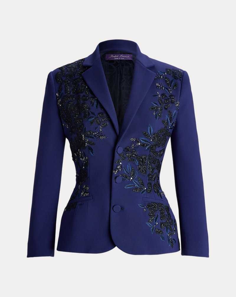 Blazers Ralph Lauren Penney Embellished Stretch Wool Mujer Azules | DSMTFLN-12 - vista 2