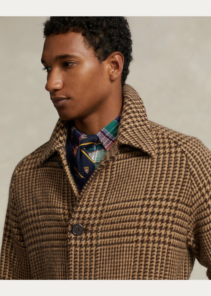 Blazers Plaid Lana Tweed Balmacaan Hombre Marrom | IUSR42396 - vista 3