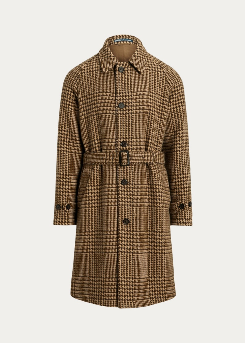 Blazers Plaid Lana Tweed Balmacaan Hombre Marrom | IUSR42396 - vista 4