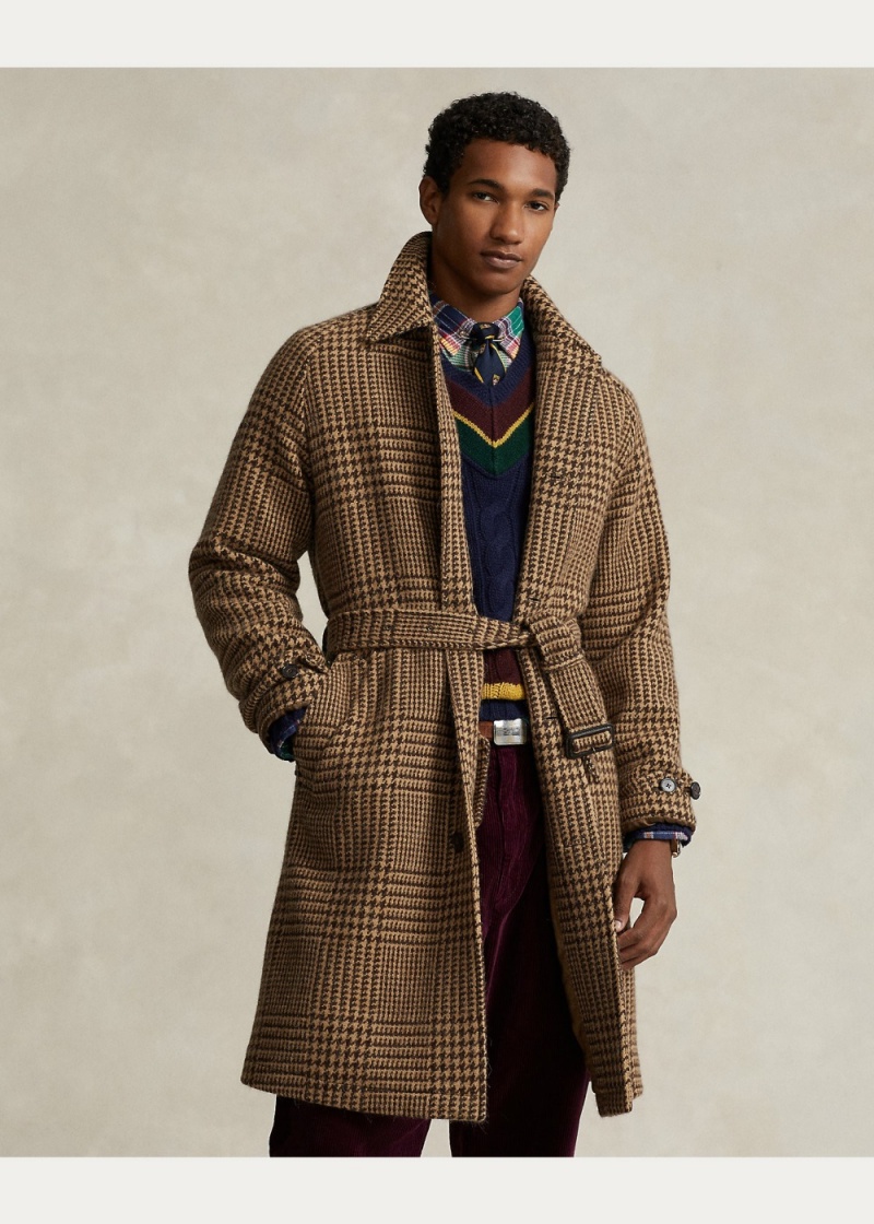 Blazers Plaid Lana Tweed Balmacaan Hombre Marrom | IUSR42396 - vista 5