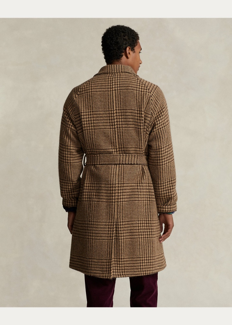 Blazers Plaid Lana Tweed Balmacaan Hombre Marrom | IUSR42396 - vista 6