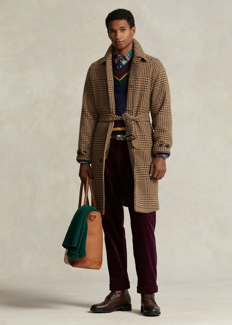 Blazers Plaid Lana Tweed Balmacaan Hombre Marrom | IUSR42396 - vista 1