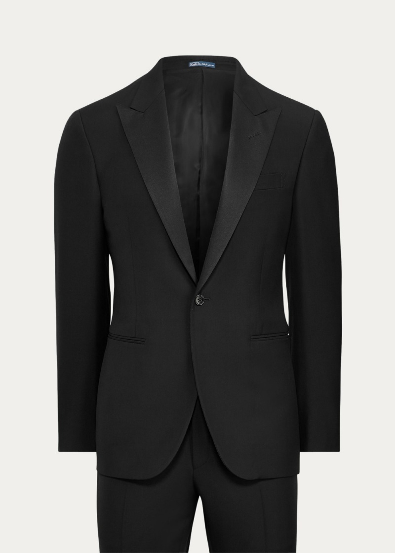 Blazers Polo Lana Peak-Lapel Tuxedo Hombre Negros | TANQ98025 - vista 2