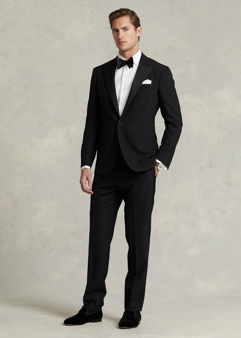 Blazers Polo Lana Peak-Lapel Tuxedo Hombre Negros | TANQ98025 - vista 1