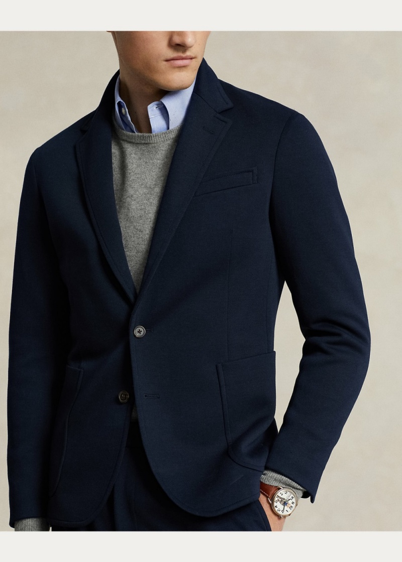 Blazers Polo Soft Double-Knit Suit Jackets Hombre Azul Marino | QKAH57219 - vista 2