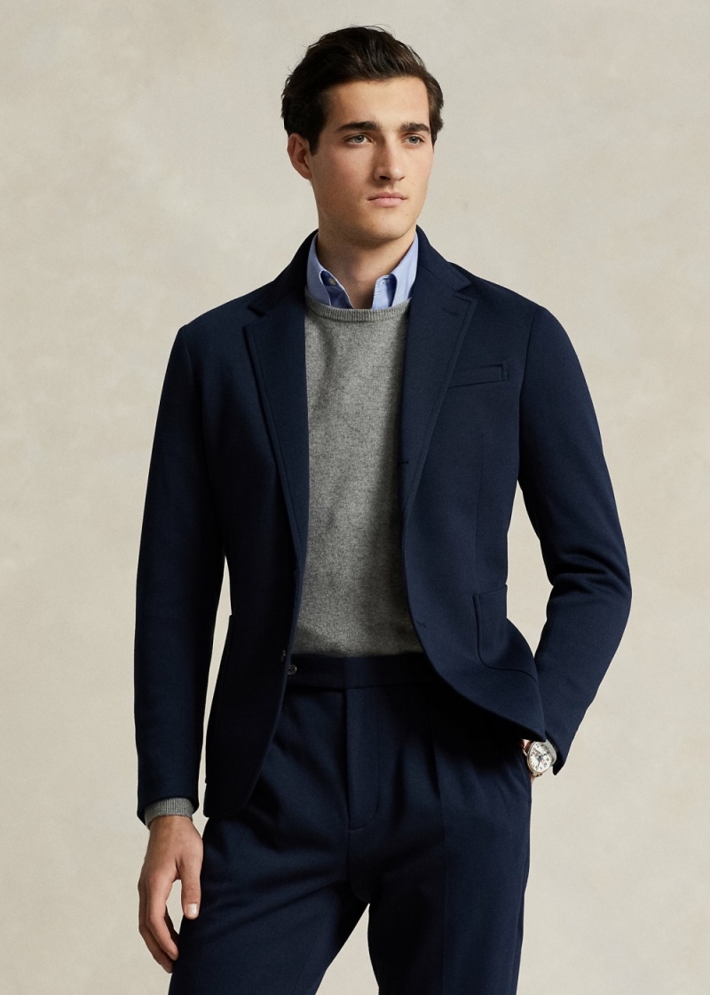 Blazers Polo Soft Double-Knit Suit Jackets Hombre Azul Marino | QKAH57219 - vista 1