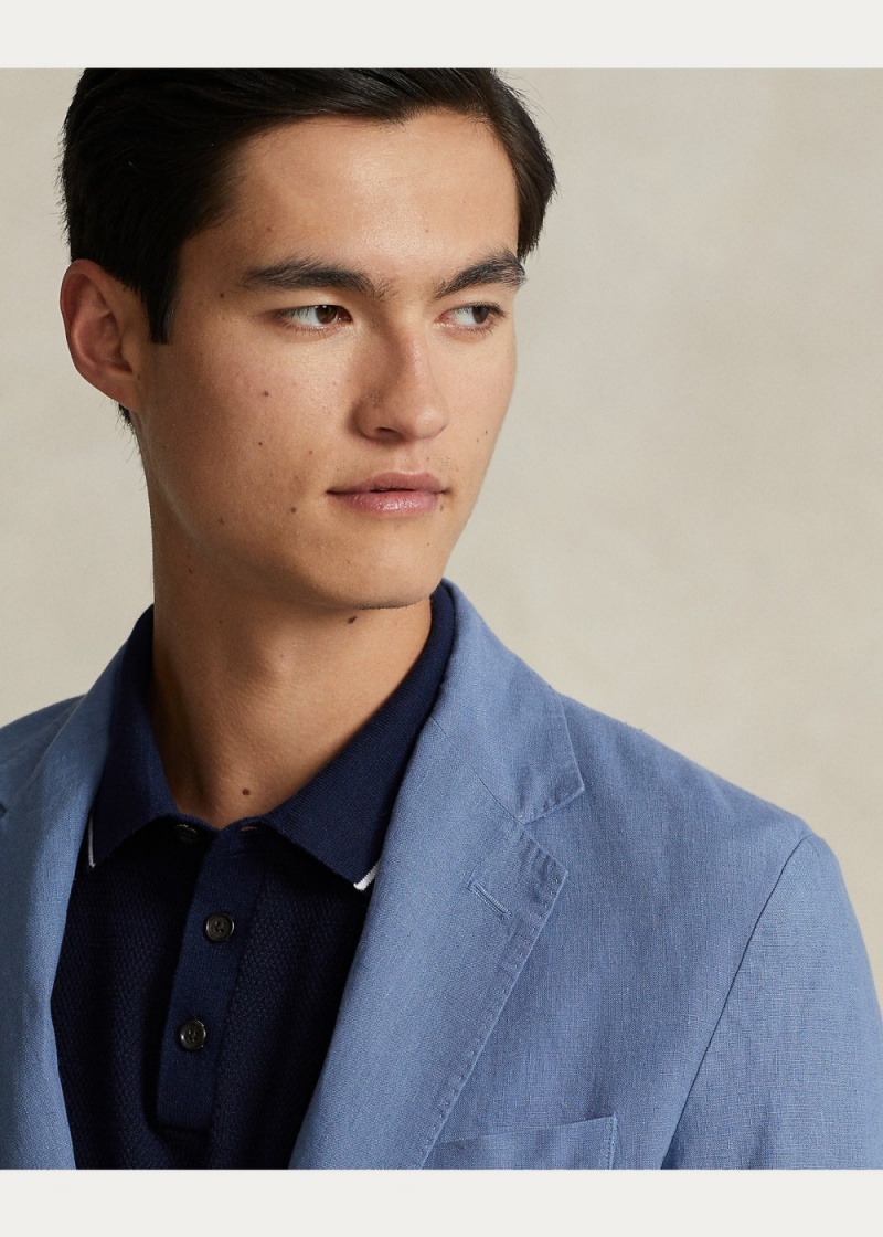 Blazers Polo Soft Linen Deporte Hombre Azules | XPYA64380 - vista 2