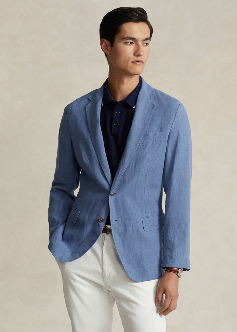 Blazers Polo Soft Linen Deporte Hombre Azules | XPYA64380 - vista 1