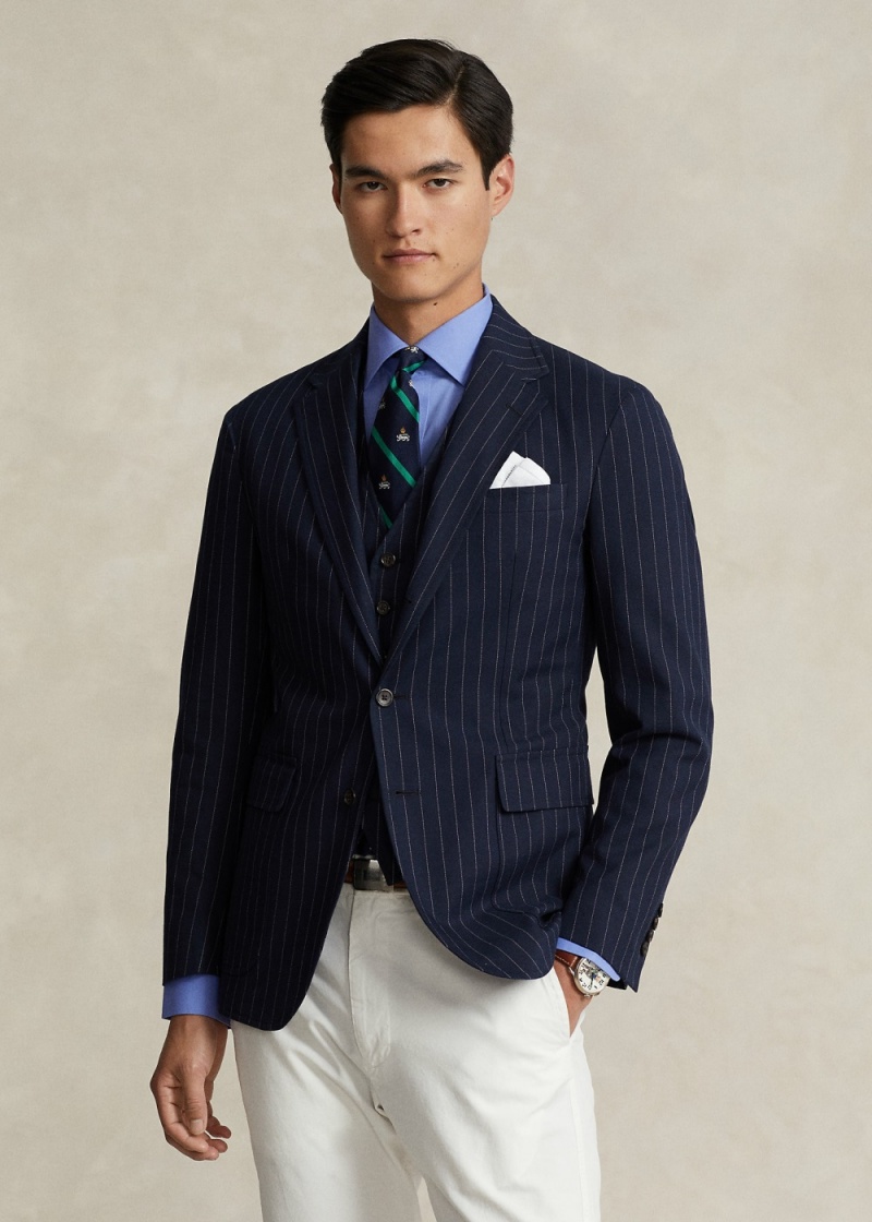 Blazers Polo Soft Pinstripe Suit Jackets Hombre Creme | TFJN89017 - vista 1